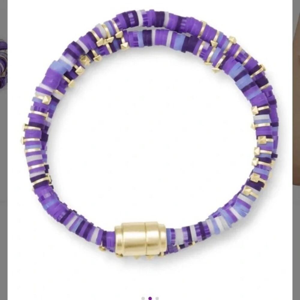 NWT Kendra Scott Reece Wrap Bracelet Choker 14K Plated Purple/White Boho Hippie